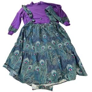 Vintage Joby Design 6-Piece Coordinated Peacock Feather Print Outfit, M/L-XL
